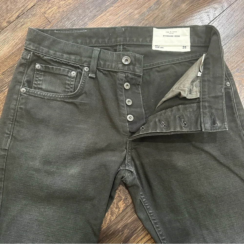 rag & bone Men's Dark Green olive Slim Jeans - Picture 5 of 11